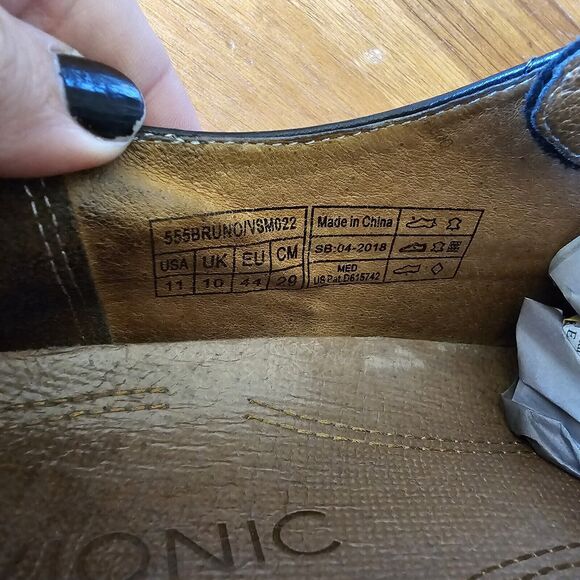 Men's VIONIC Bruno Oxford Wing Tip Lace Up Shoes Black Leather US Size 11M - Picture 2 of 7